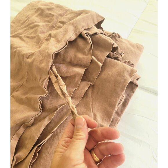 Ikea Puderviva 100% Linen Duvet Cover Dark Pink Ties Full  New Breathable - Picture 2 of 5